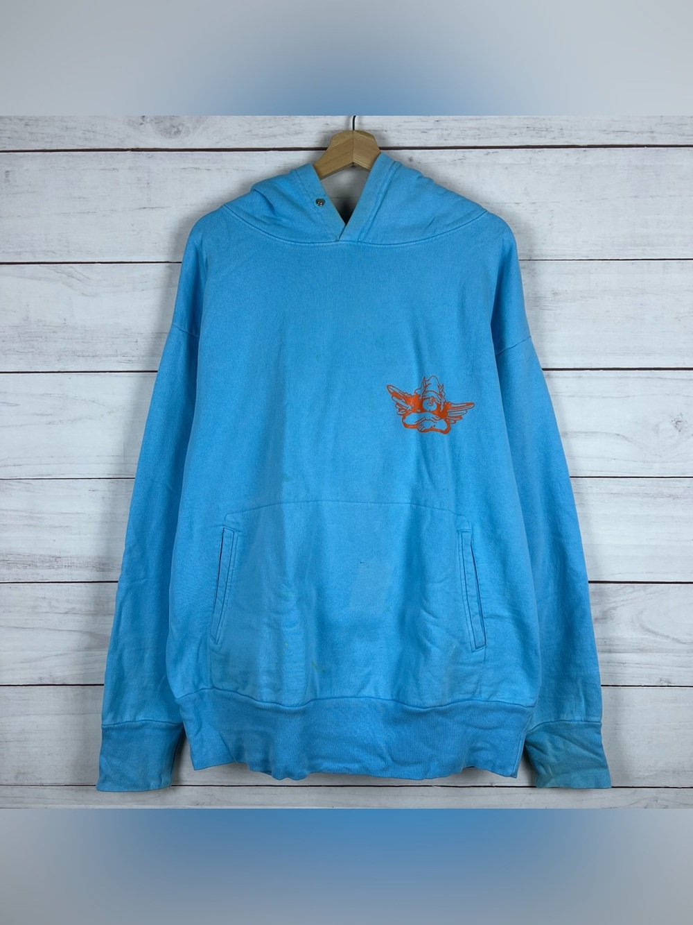 Boys Lie Hoodie Womens One Size Blue Pullover Has Stains